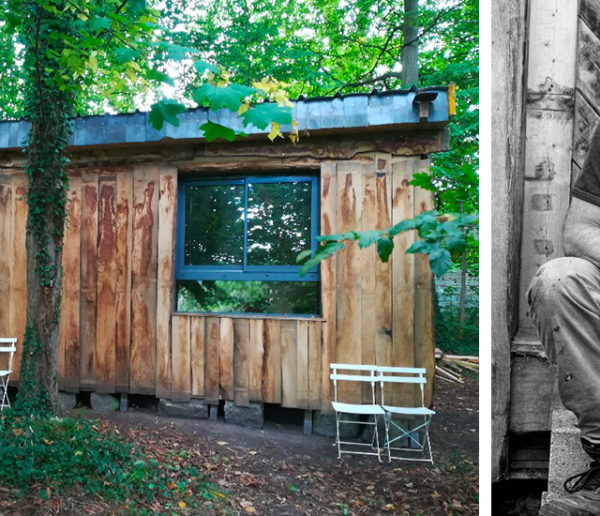 Il construit tout seul une cabane pour écrivain dans le parc d'une abbaye en Normandie