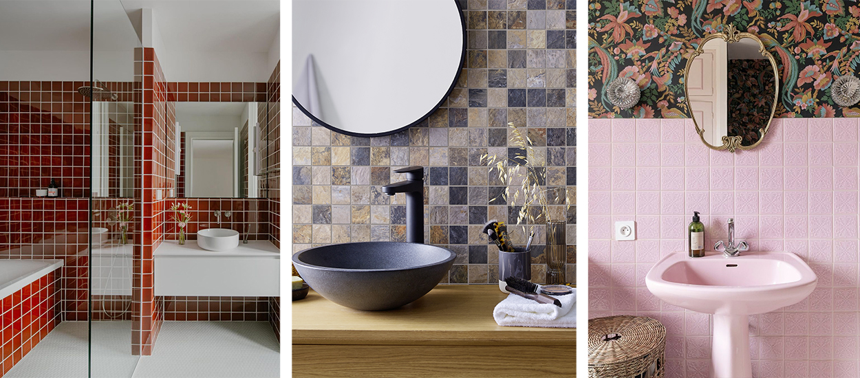 7 inspirations de carreaux de couleurs tendance et rétro pour la salle de bains