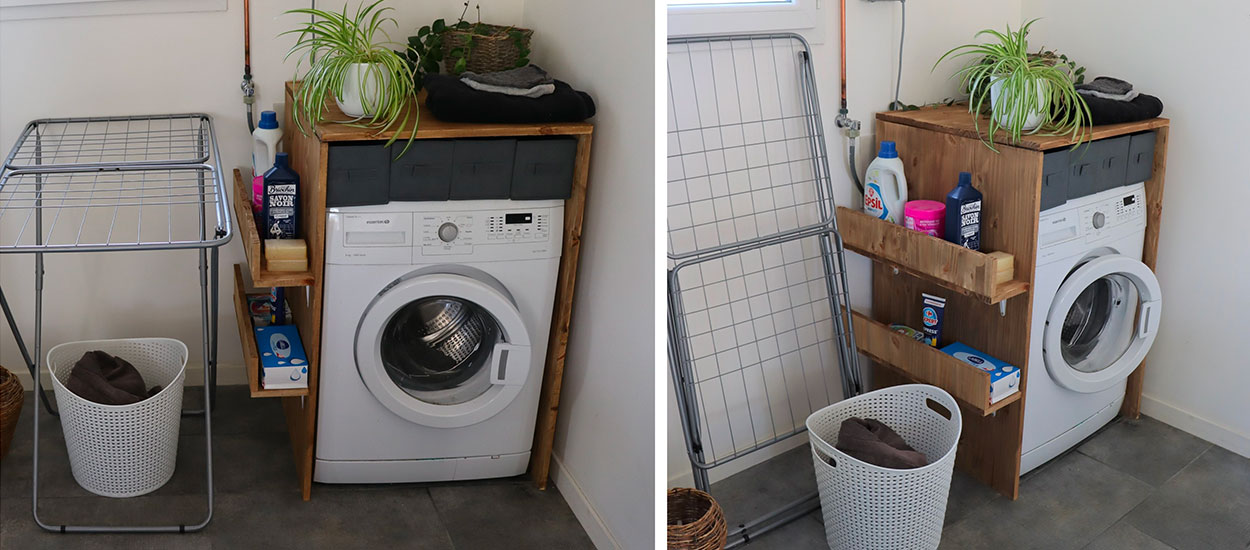 DIY : Comment ajouter du rangement en cachant sa machine à laver ?