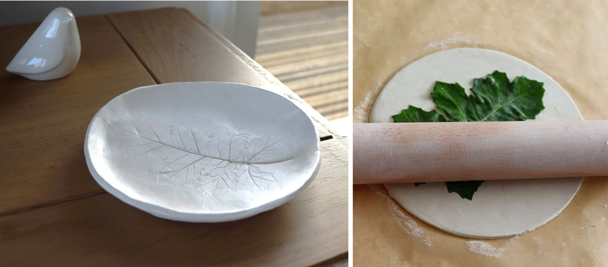 Tuto : Réalisez un vide-poches à motif végétal, en pâte auto-durcissante