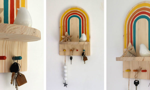 Tuto : Fabriquez une étagère en bois au design arc-en-ciel