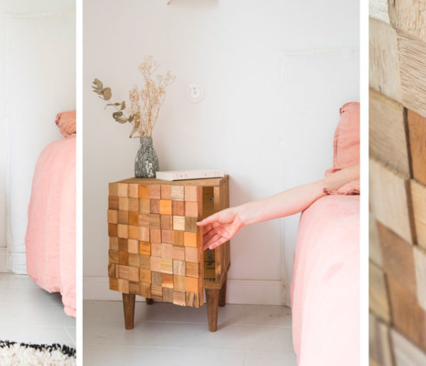 Tuto : Réalisez une table de chevet avec des plaquettes de parement en bois effet 3D
