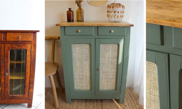 Tuto : Relookez un vieux meuble vitré avec du cannage