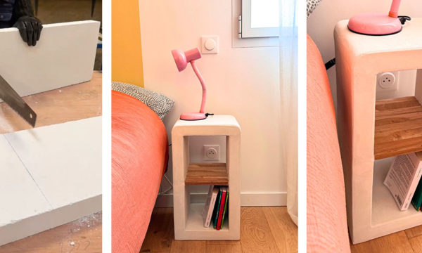 Tuto : Réalisez facilement une table de chevet en béton cellulaire